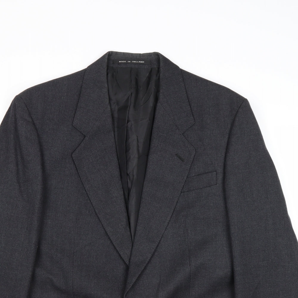 Pinstripe Mens Grey Wool Jacket Suit Jacket Size 48 Regular