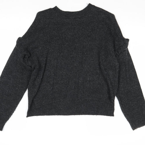 Cooperative Womens Grey Round Neck Acrylic Pullover Jumper Size XS