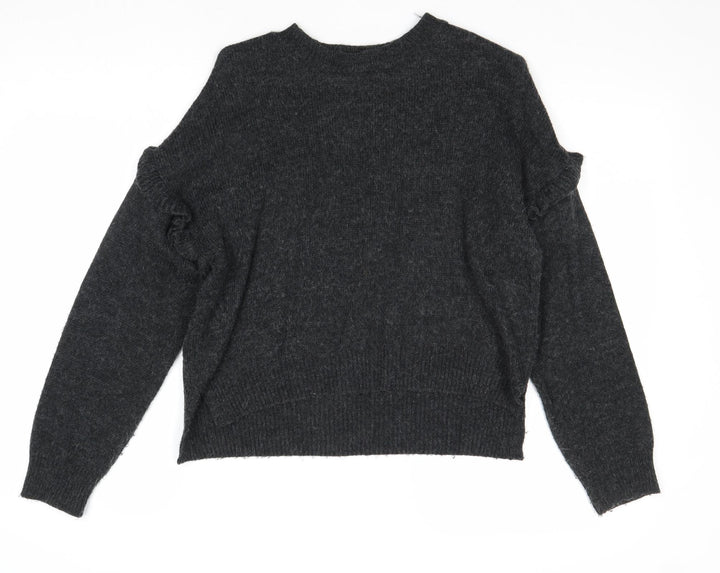 Cooperative Womens Grey Round Neck Acrylic Pullover Jumper Size XS