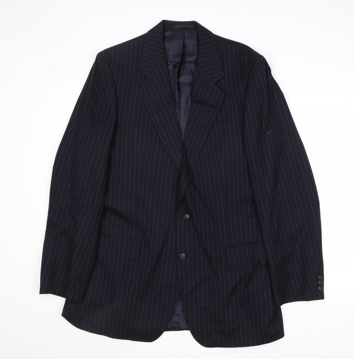 St Michael Mens Blue Striped Wool Jacket Suit Jacket Size 40 Regular