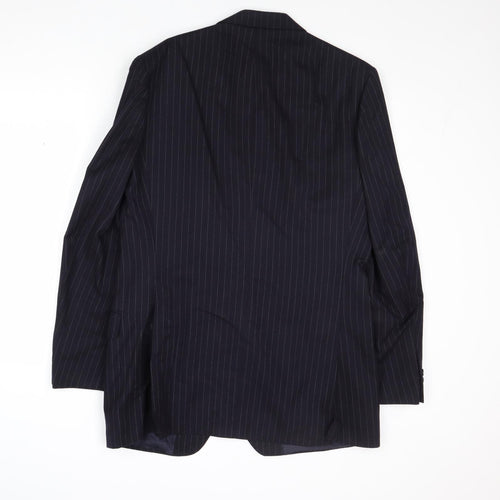 St Michael Mens Blue Striped Wool Jacket Suit Jacket Size 40 Regular