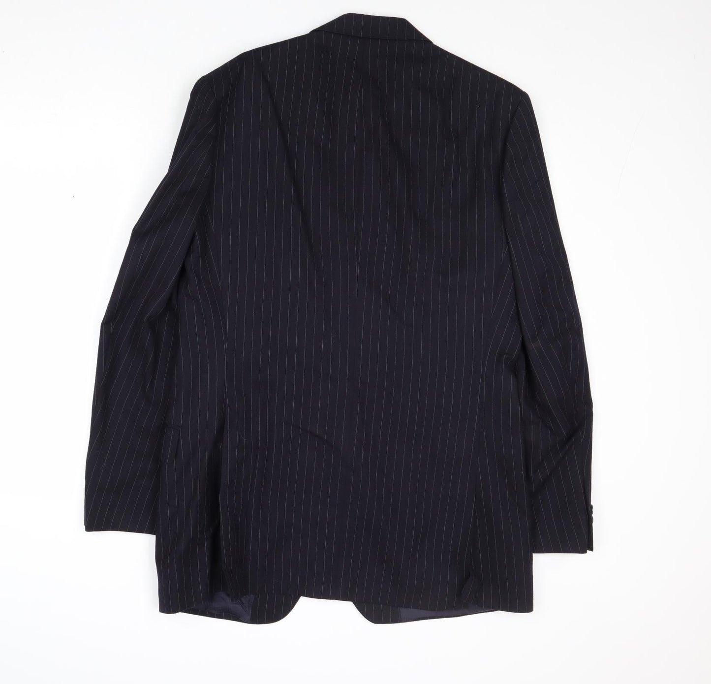 St Michael Mens Blue Striped Wool Jacket Suit Jacket Size 40 Regular