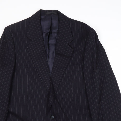 St Michael Mens Blue Striped Wool Jacket Suit Jacket Size 40 Regular