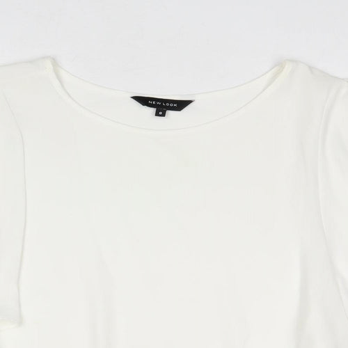 New Look Womens Ivory Polyester Basic Blouse Size 8 Round Neck