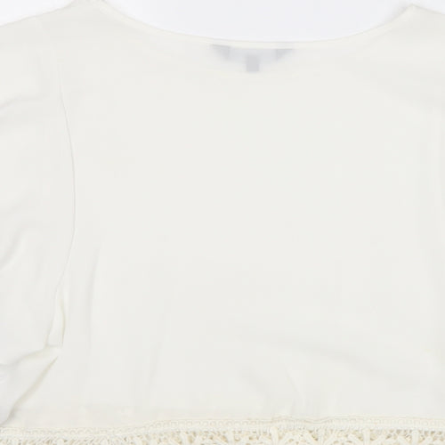 New Look Womens Ivory Polyester Basic Blouse Size 8 Round Neck