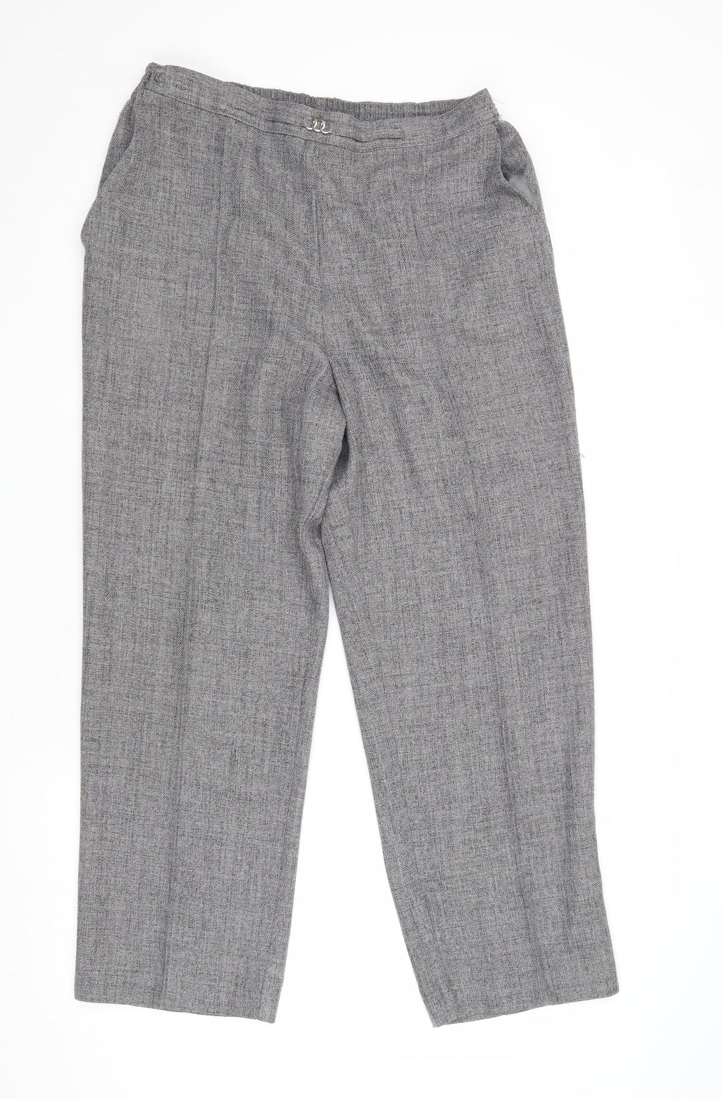 marks and Womens Grey Polyester Trousers Size 16 Regular