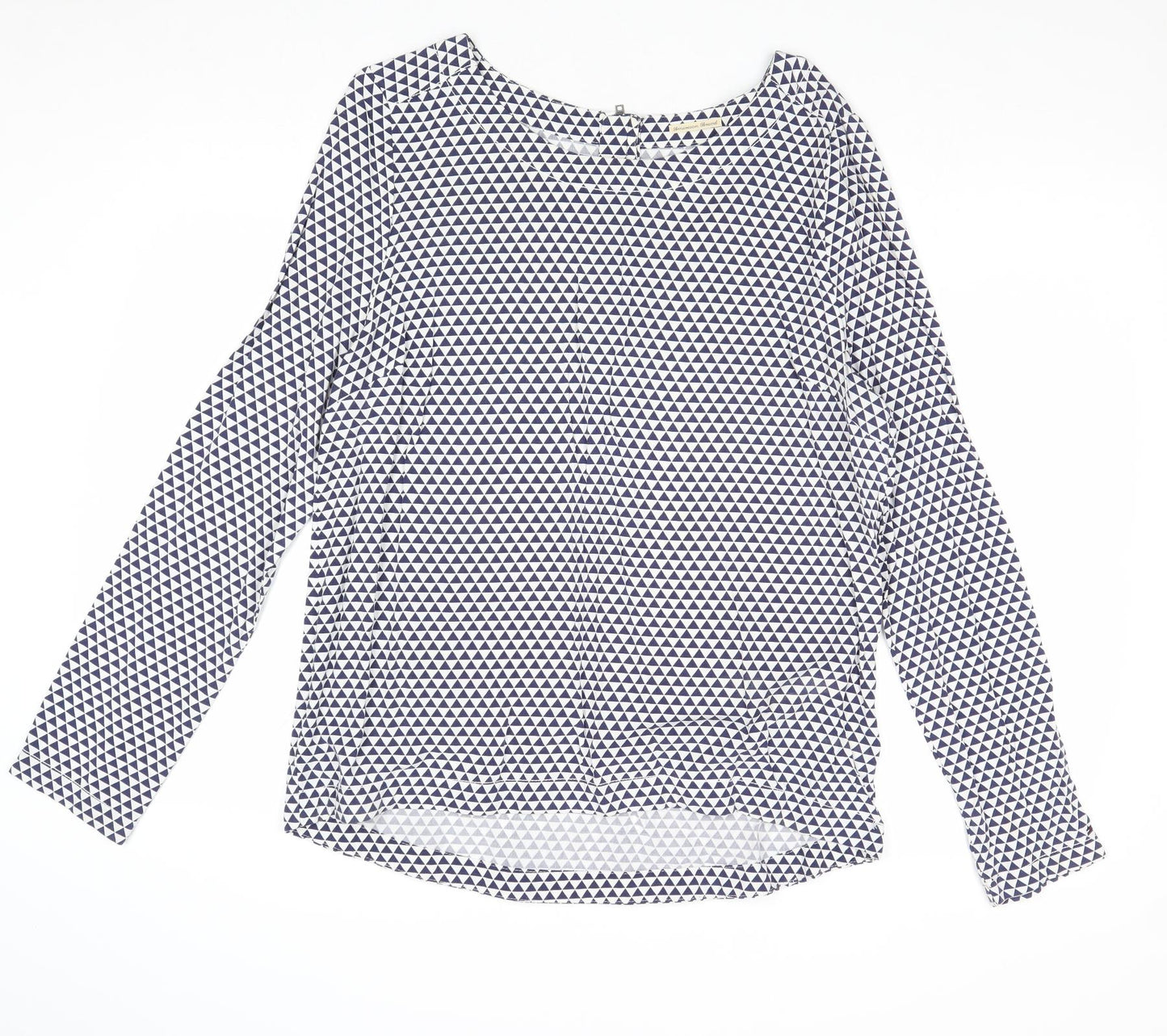 Tommy Hilfiger Womens Blue Geometric Cotton Basic T-Shirt Size M Round Neck