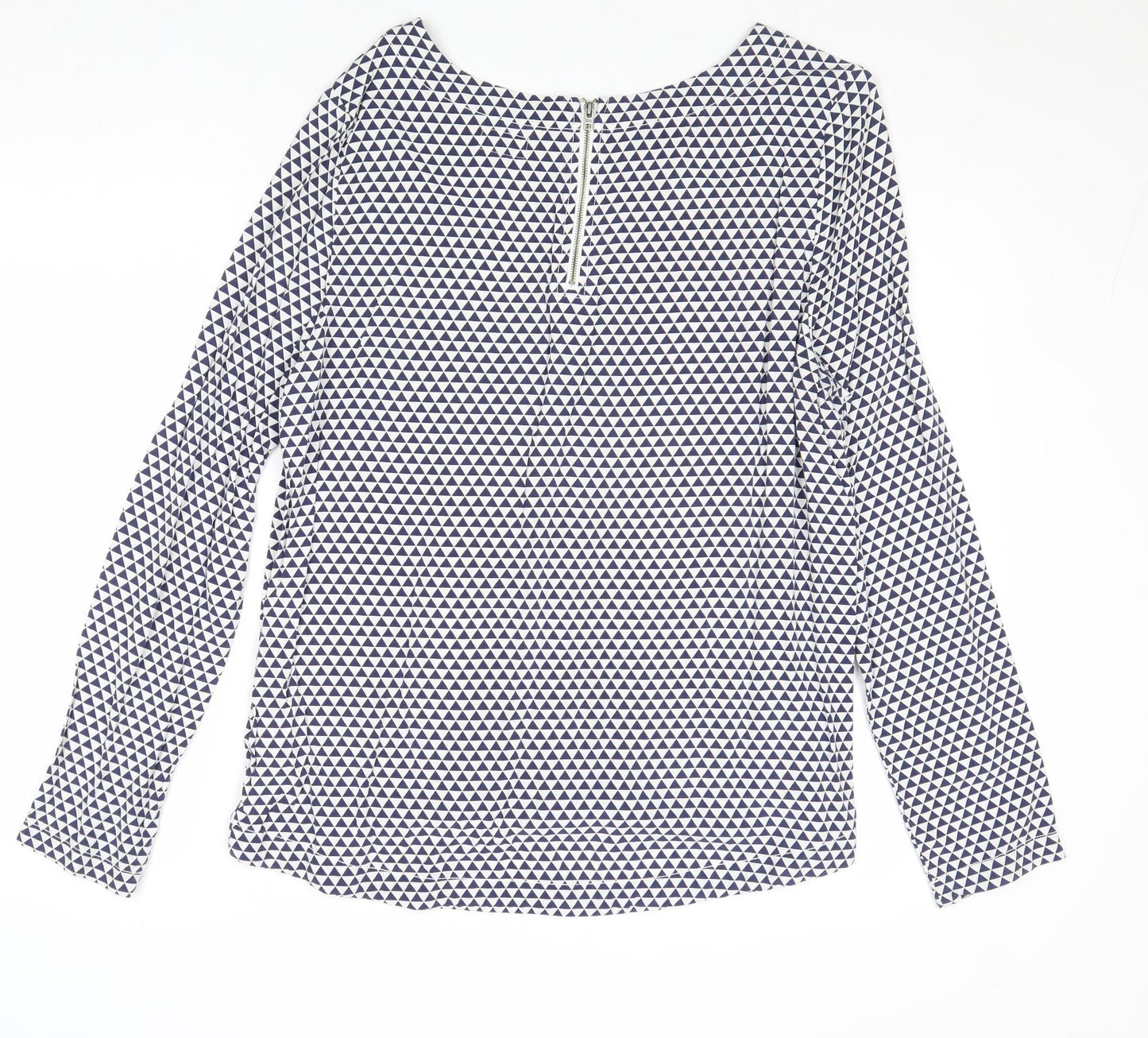 Tommy Hilfiger Womens Blue Geometric Cotton Basic T-Shirt Size M Round Neck