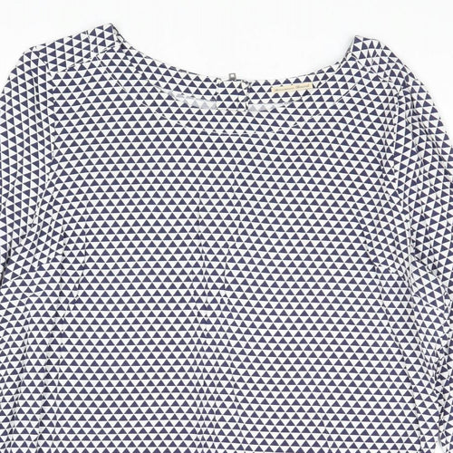 Tommy Hilfiger Womens Blue Geometric Cotton Basic T-Shirt Size M Round Neck