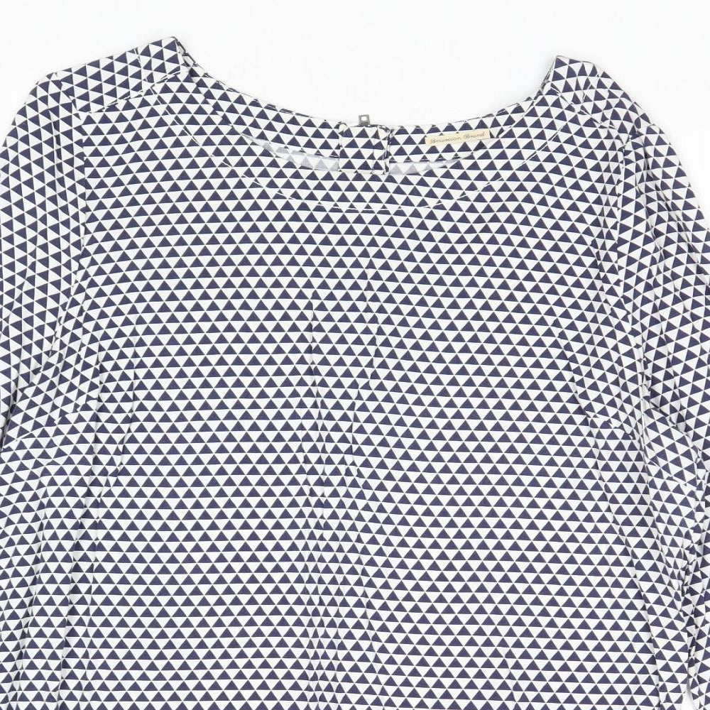 Tommy Hilfiger Womens Blue Geometric Cotton Basic T-Shirt Size M Round Neck