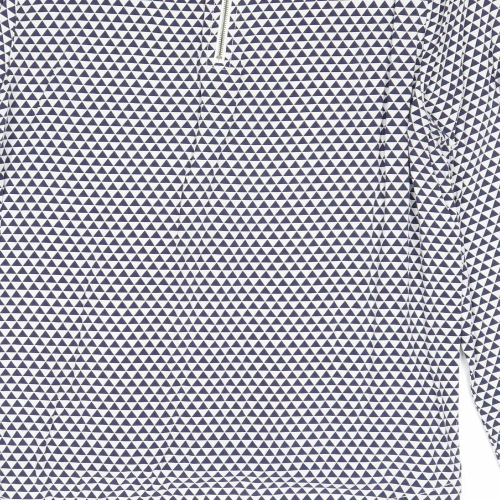Tommy Hilfiger Womens Blue Geometric Cotton Basic T-Shirt Size M Round Neck