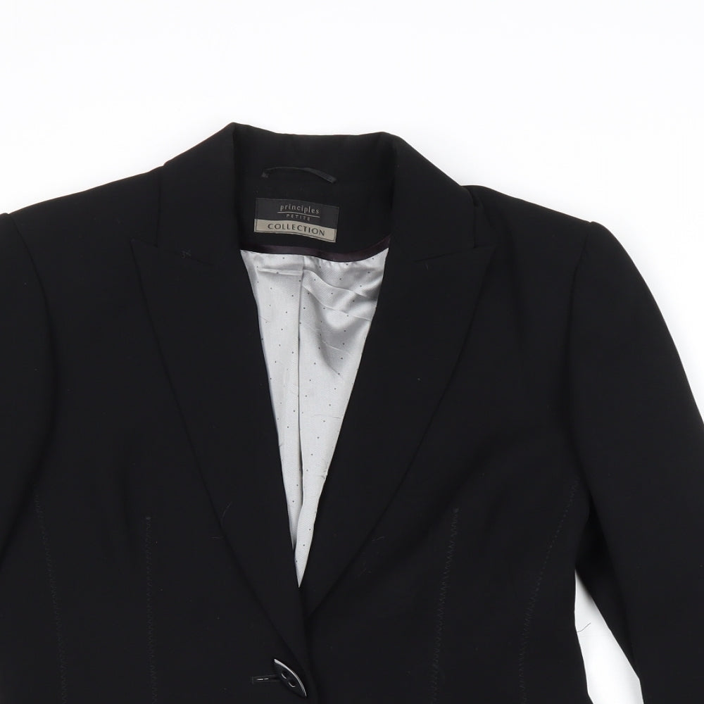 Principles Womens Black Polyester Jacket Blazer Size 8