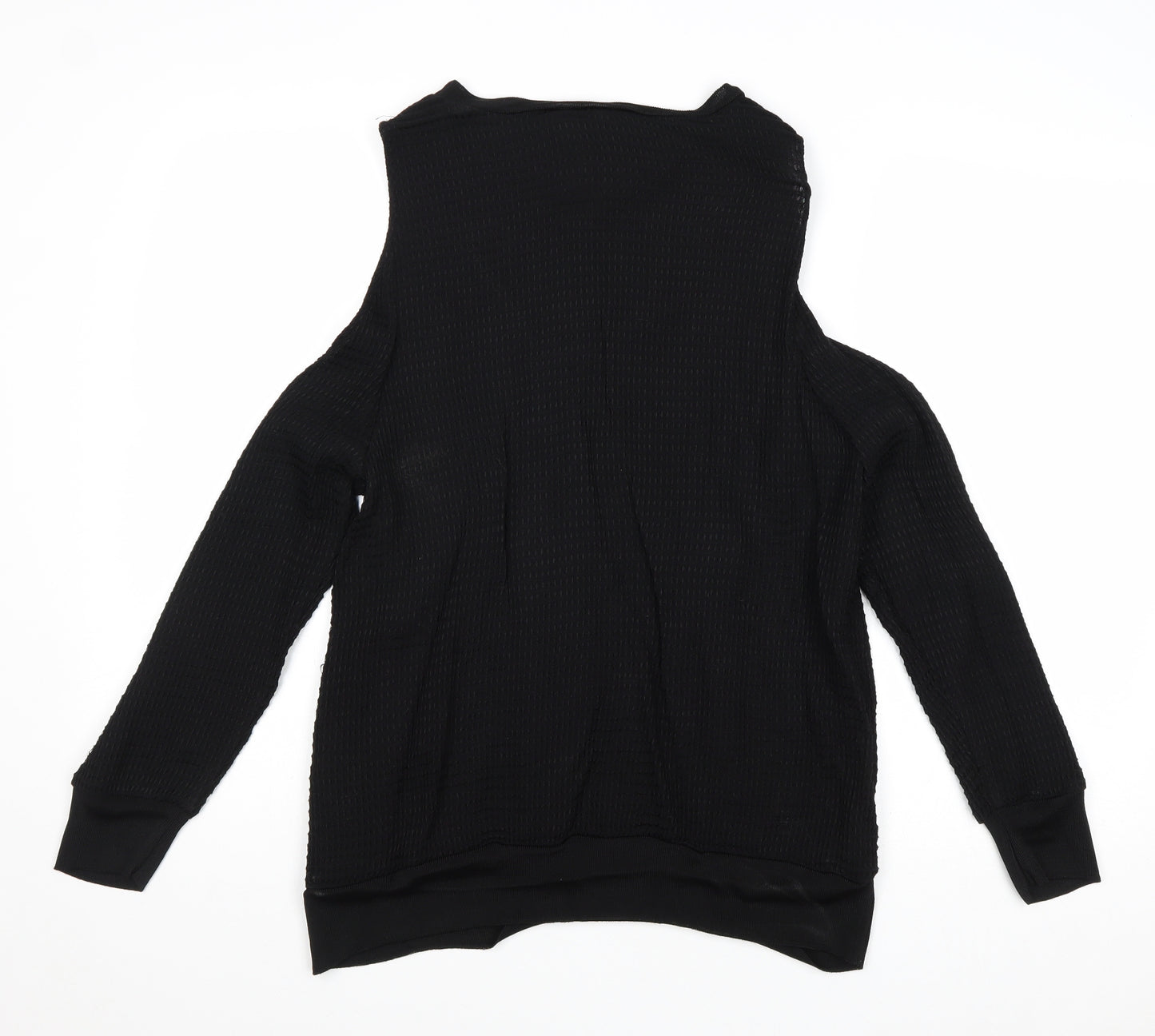 H&M Womens Black Viscose Basic Blouse Size 10 Round Neck - Cold Shoulder