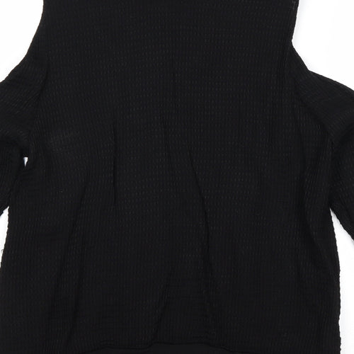 H&M Womens Black Viscose Basic Blouse Size 10 Round Neck - Cold Shoulder