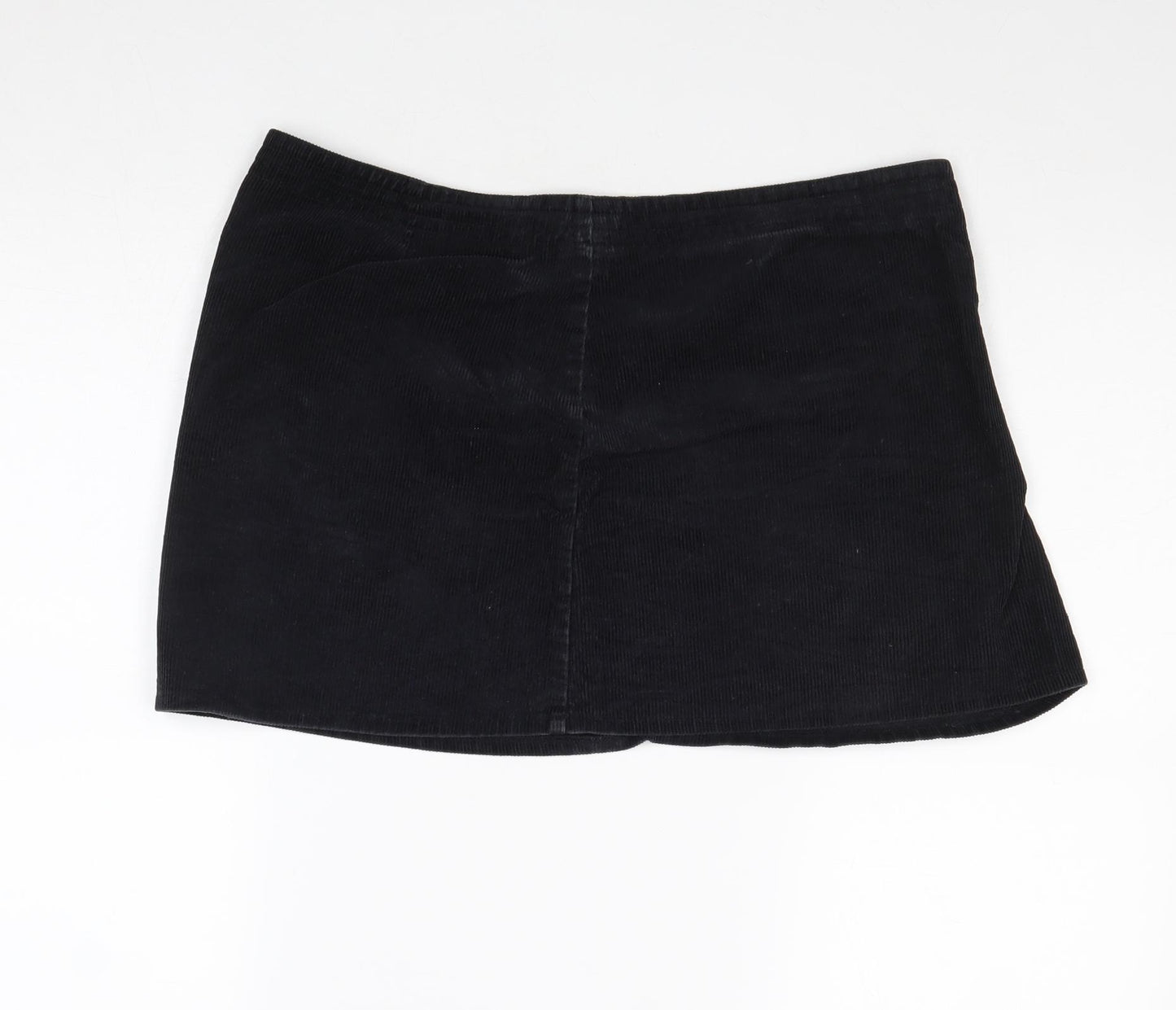 United Colors of Benetton Womens Black Cotton Mini Skirt Size 34 in Zip