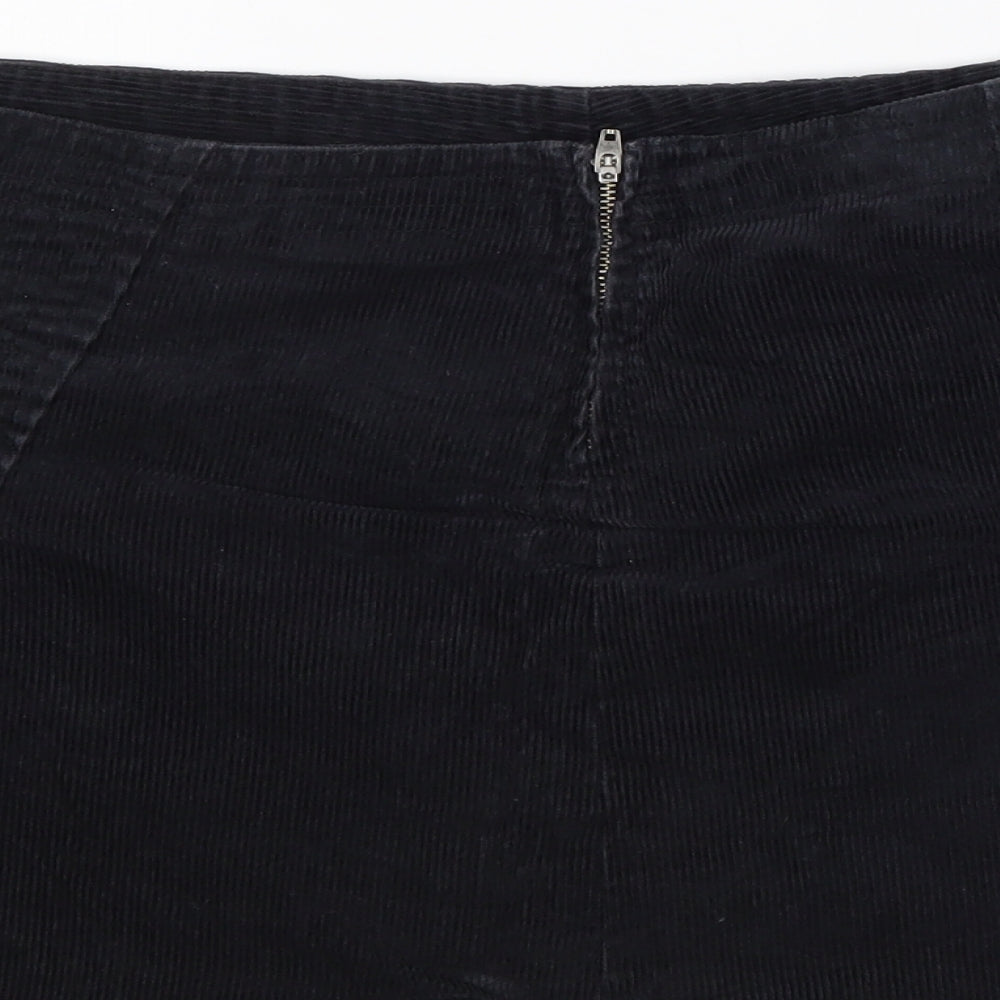 United Colors of Benetton Womens Black Cotton Mini Skirt Size 34 in Zip