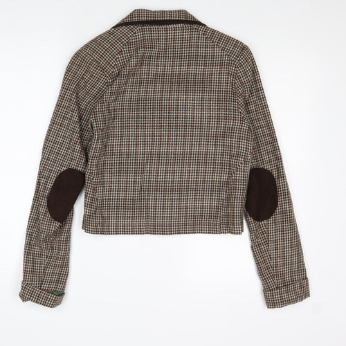 Love Label Womens Brown Geometric Jacket Blazer Size 8 Button