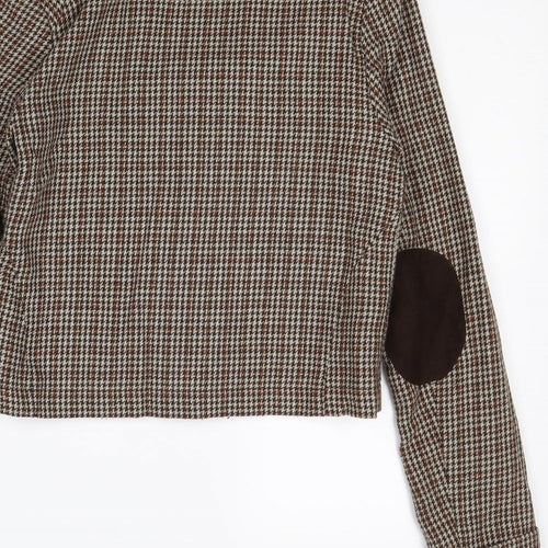 Love Label Womens Brown Geometric Jacket Blazer Size 8 Button