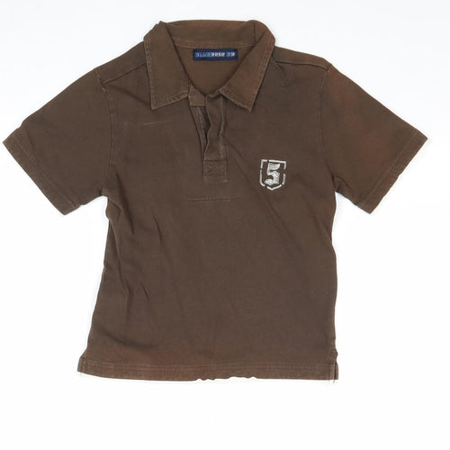 Blue Base Boys Brown Cotton Basic Polo Size 5 Years Collared Pullover