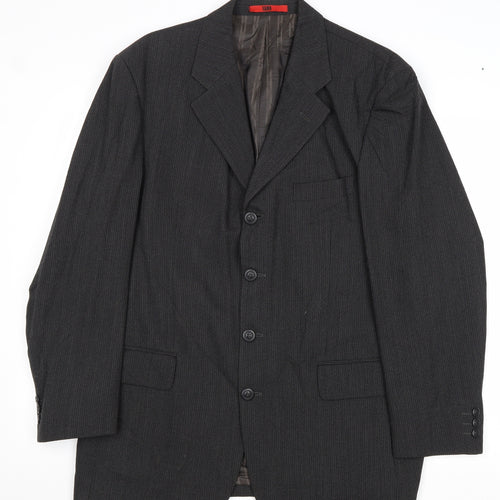 River Island Mens Black Striped Wool Jacket Suit Jacket Size 40 Regular