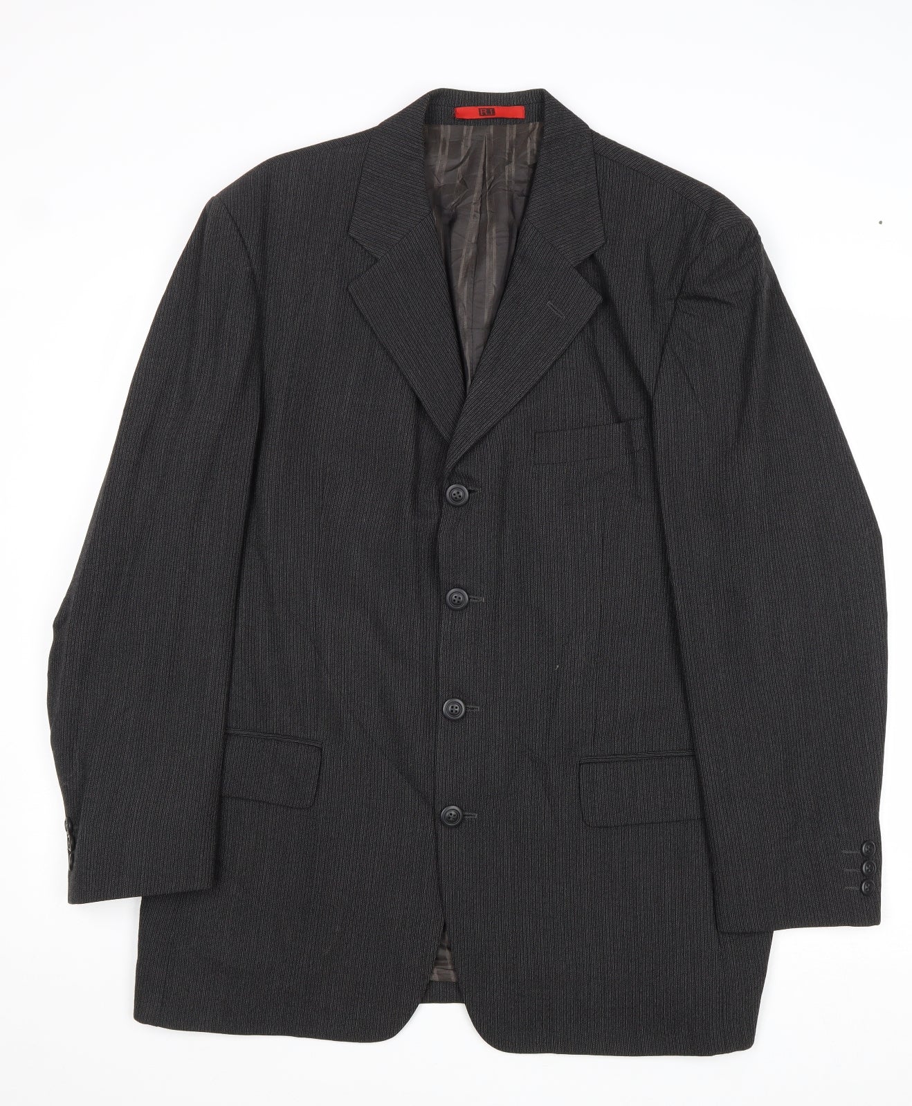River Island Mens Black Striped Wool Jacket Suit Jacket Size 40 Regular