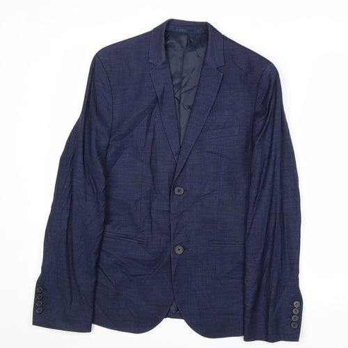 H&M Mens Blue Polyester Jacket Suit Jacket Size 34 Regular