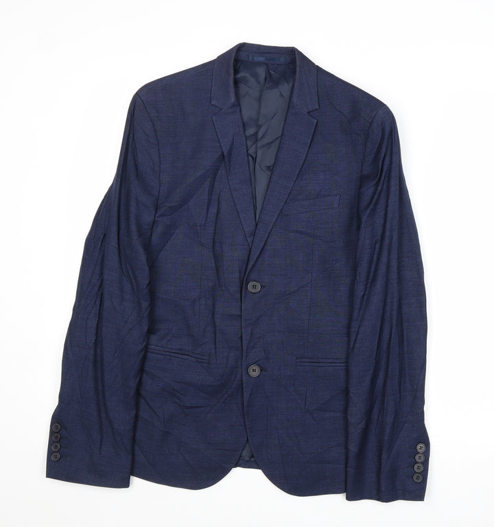 H&M Mens Blue Polyester Jacket Suit Jacket Size 34 Regular