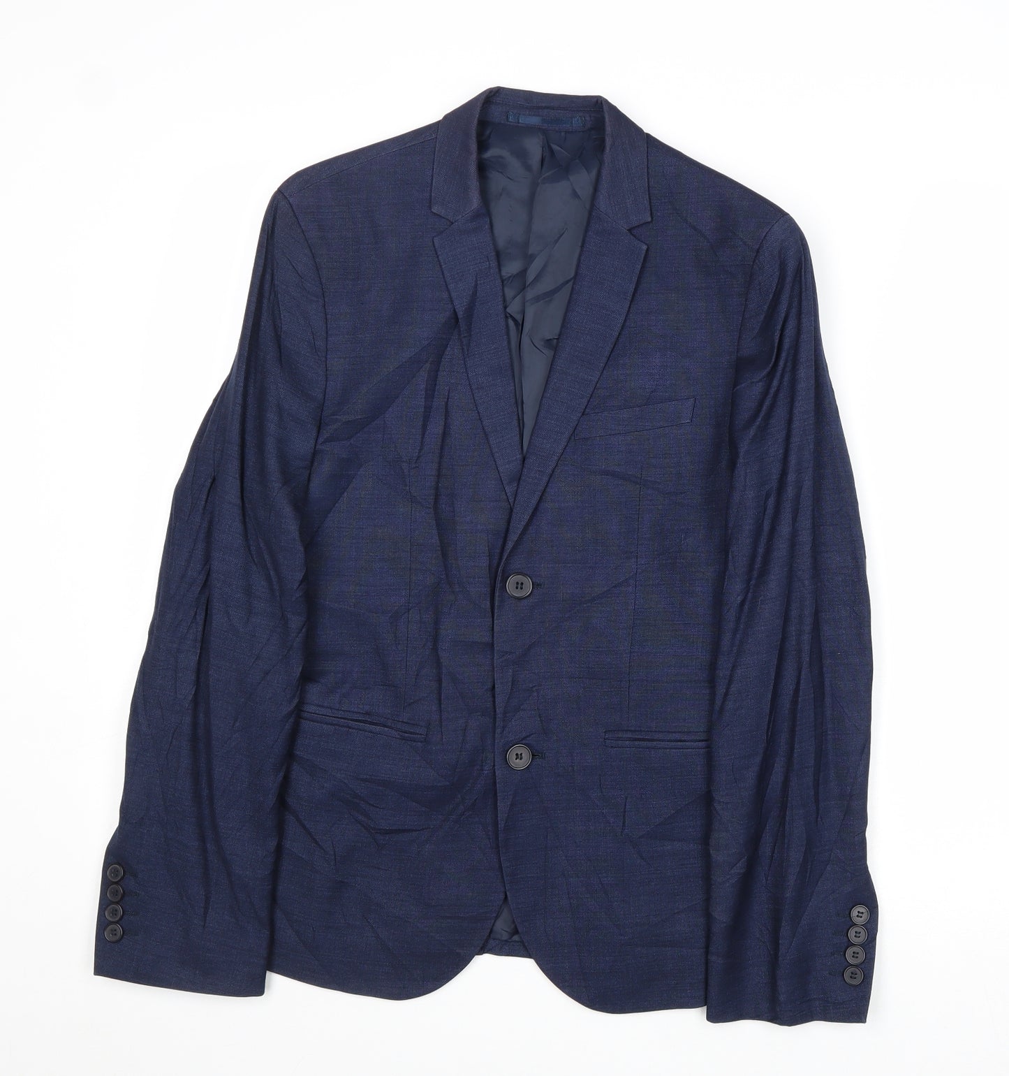H&M Mens Blue Polyester Jacket Suit Jacket Size 34 Regular