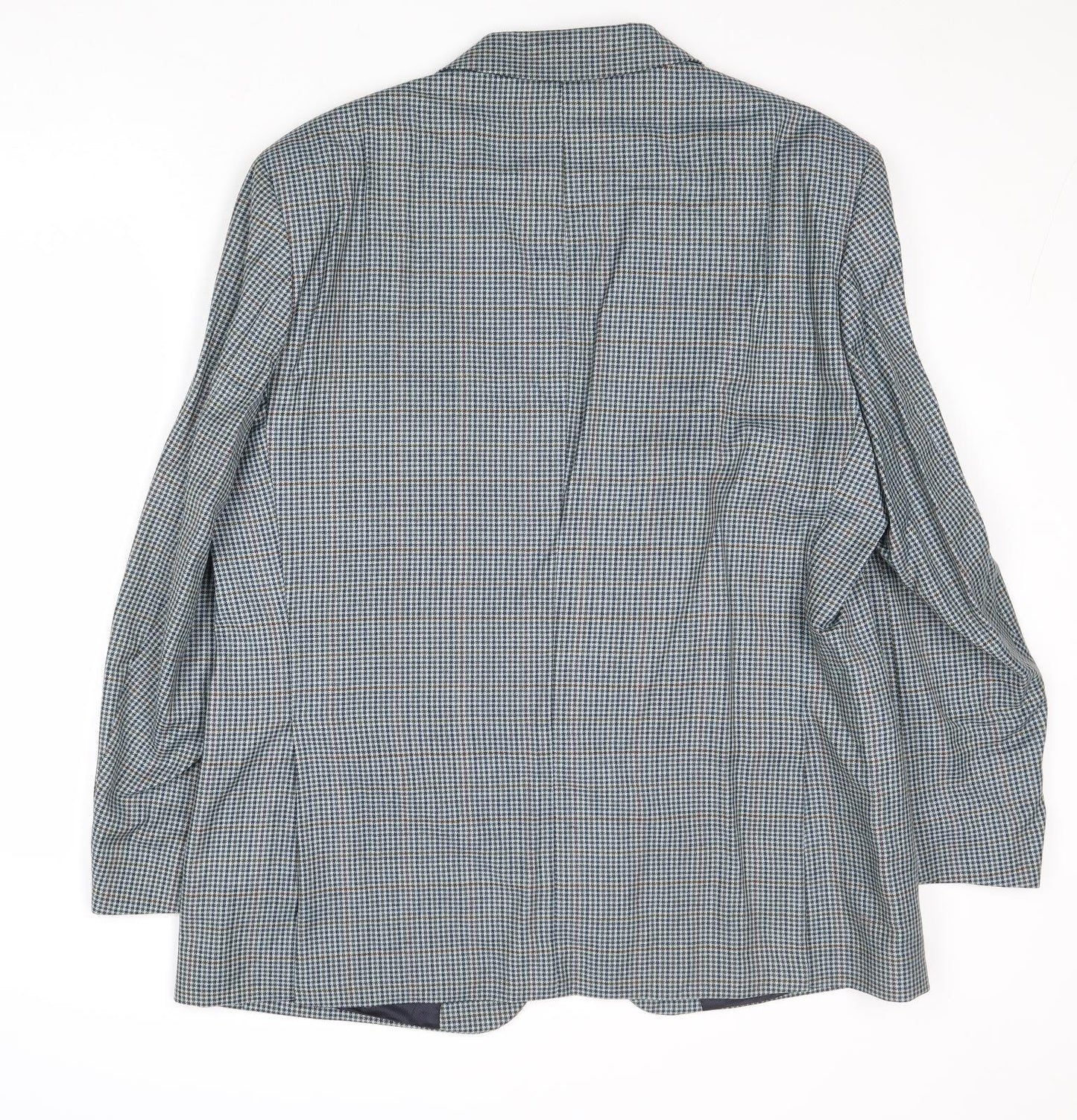Marks and Spencer Mens Blue Geometric Wool Jacket Blazer Size 42 Regular