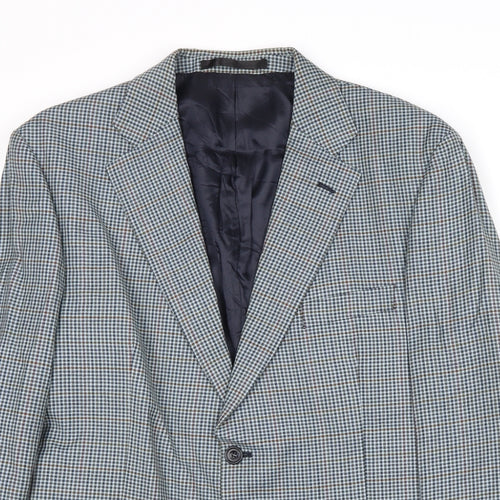 Marks and Spencer Mens Blue Geometric Wool Jacket Blazer Size 42 Regular