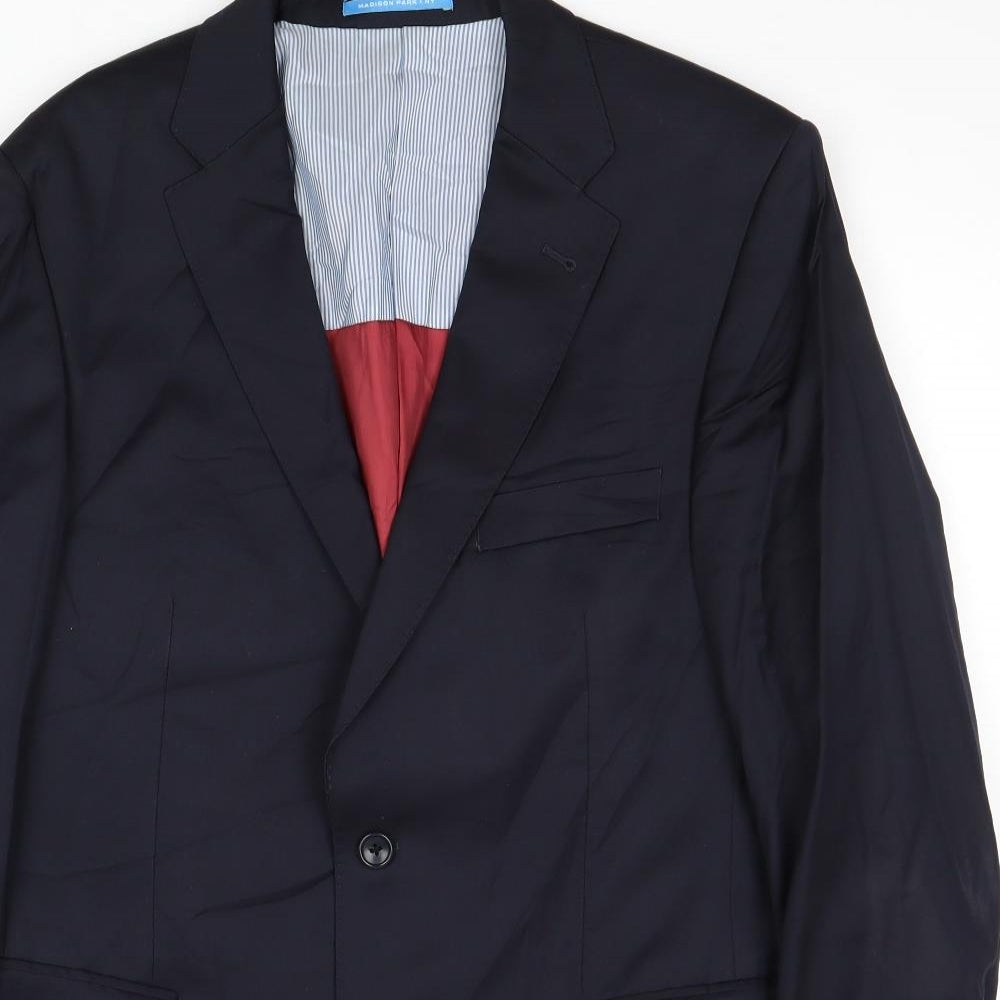 Van Kollem Mens Blue Wool Jacket Suit Jacket Size 40 Regular