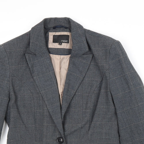 NEXT Womens Grey Geometric Polyester Jacket Suit Jacket Size 6