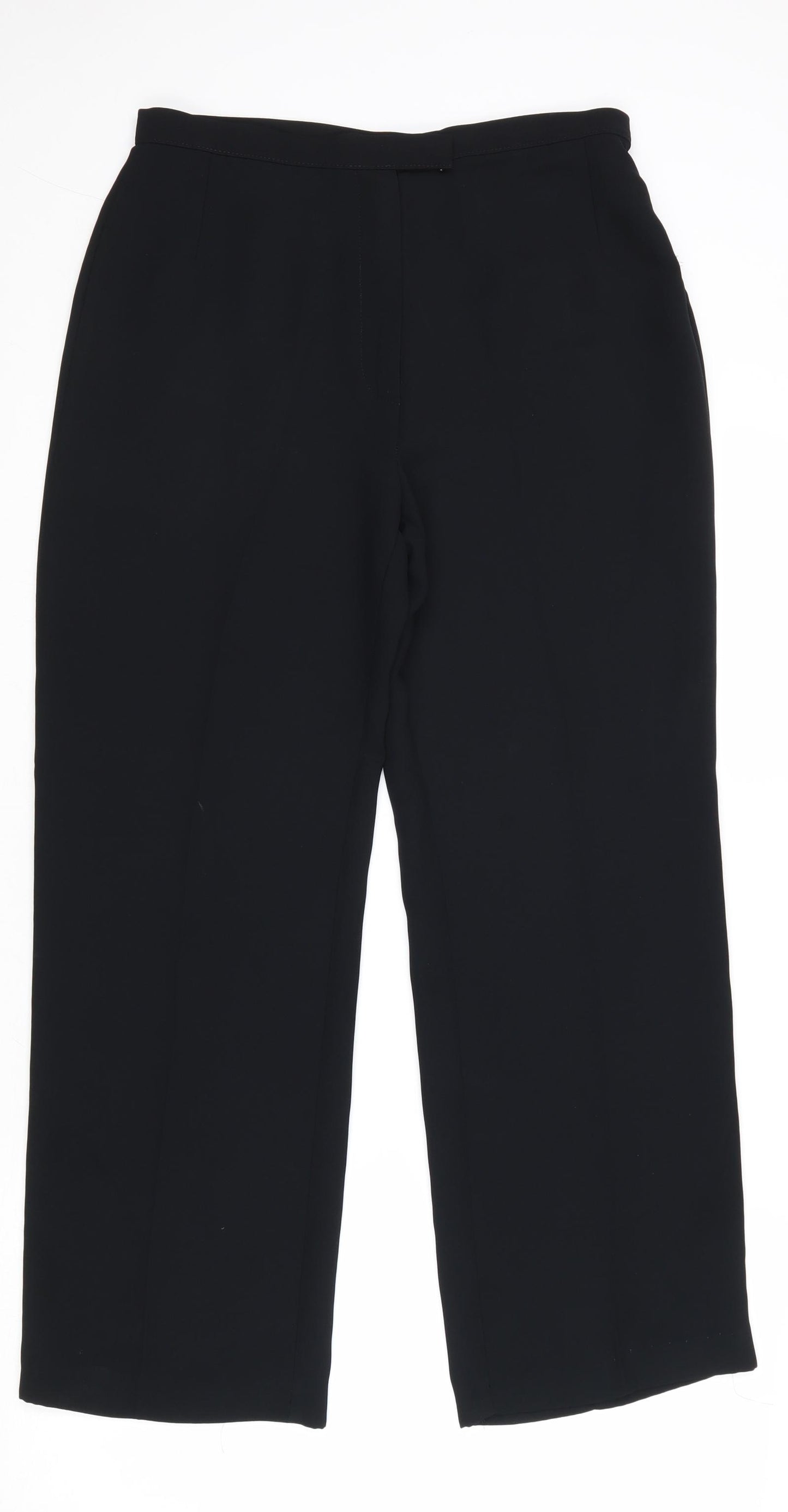 Marks and Spencer Womens Black Polyester Trousers Size 12 Regular Zip