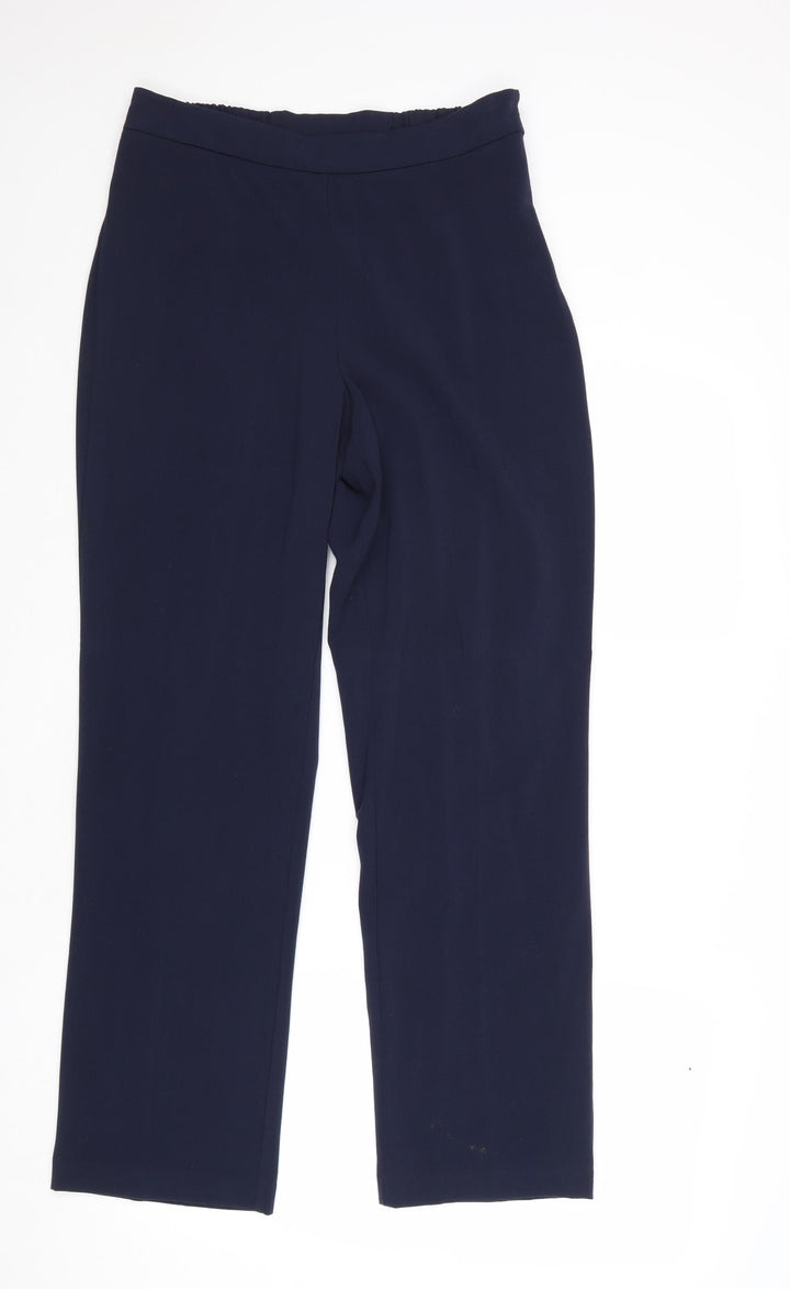 EWM Womens Blue Polyester Trousers Size 12 Regular Zip