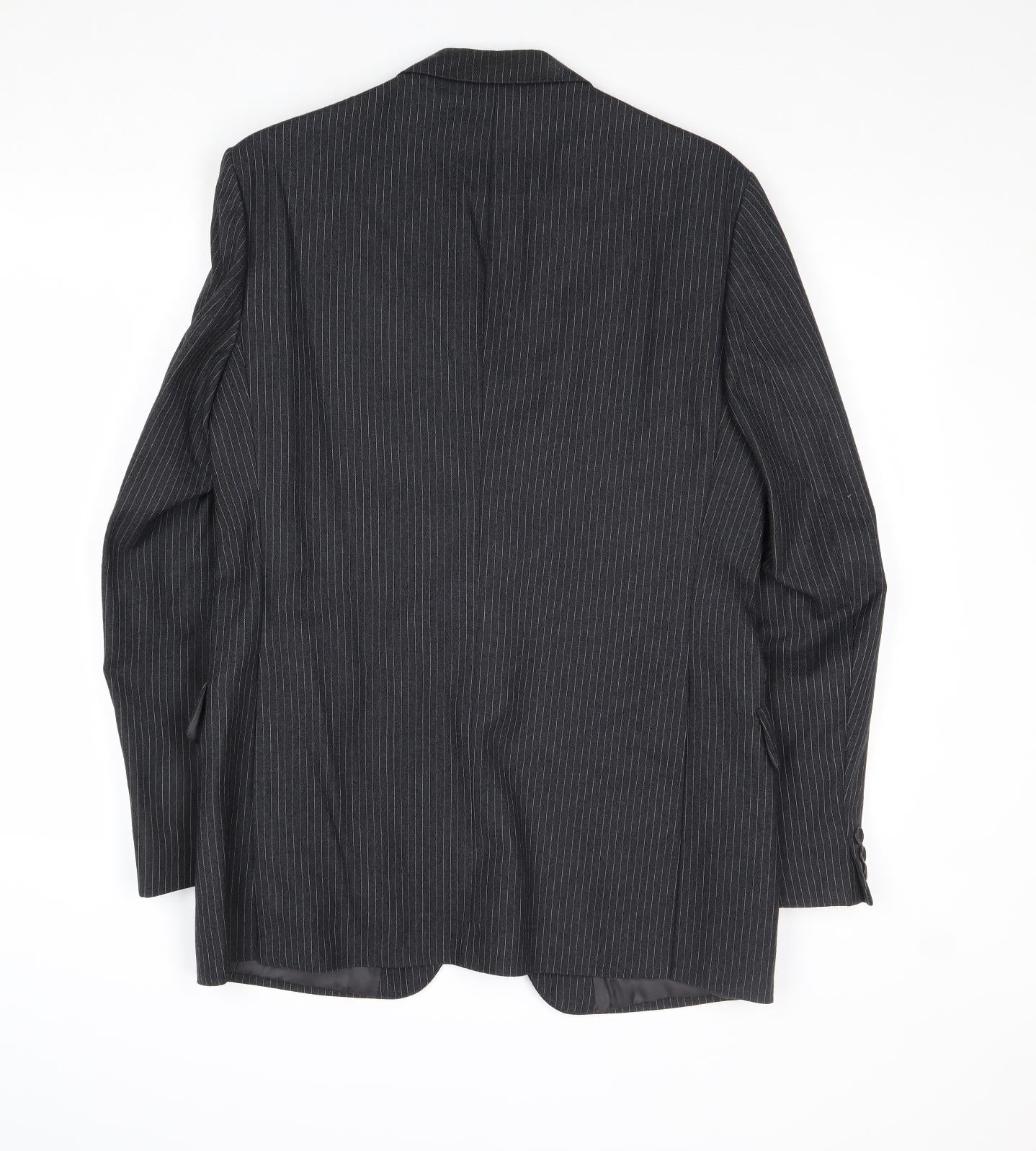 Cooper Mckenzie Mens Grey Striped Wool Jacket Suit Jacket Size 36 Regular