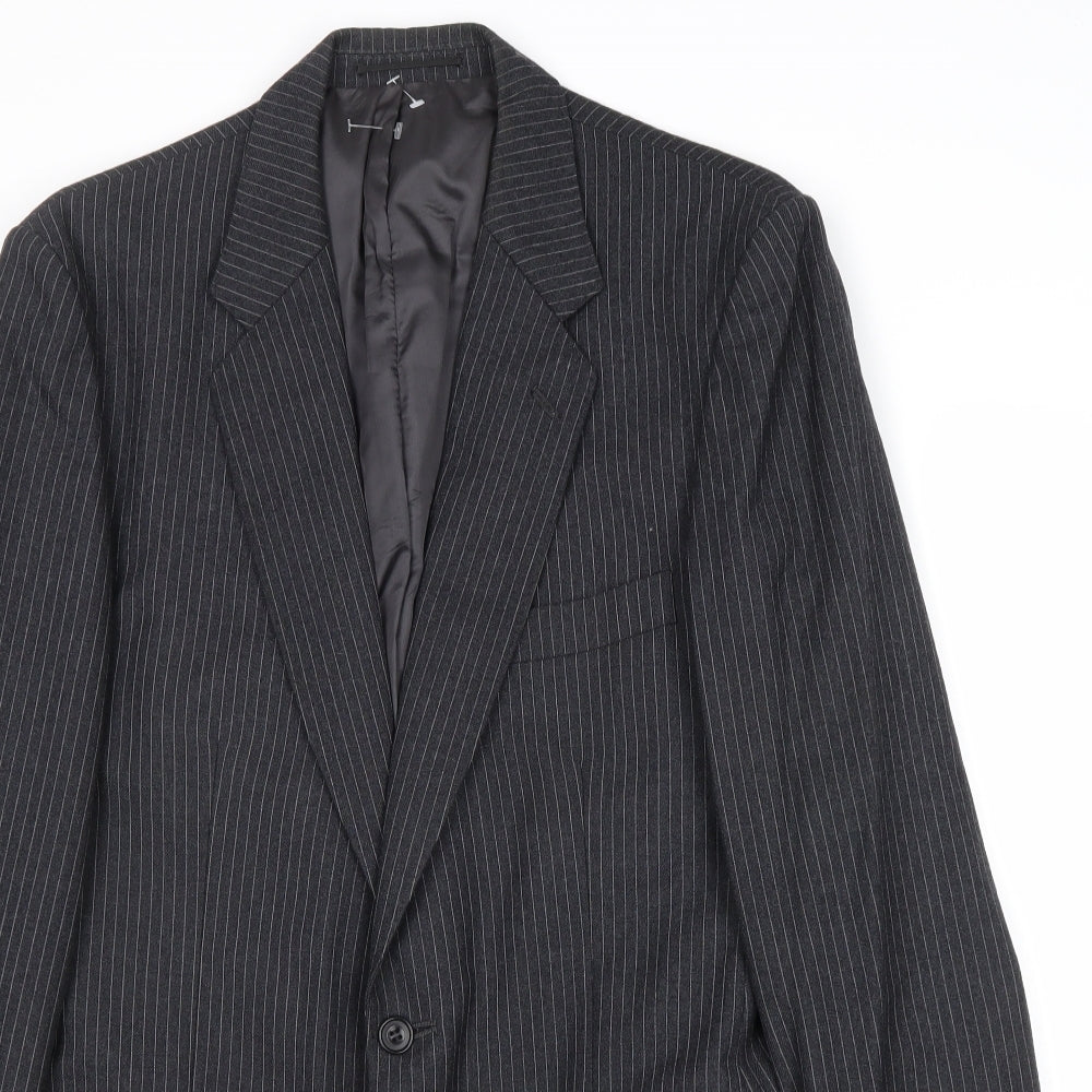 Cooper Mckenzie Mens Grey Striped Wool Jacket Suit Jacket Size 36 Regular
