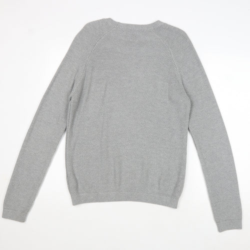 Topman Mens Grey Round Neck Acrylic Pullover Jumper Size M Long Sleeve