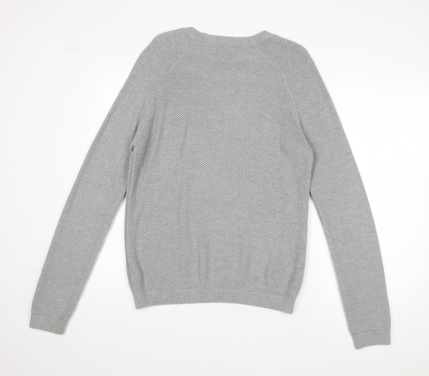 Topman Mens Grey Round Neck Acrylic Pullover Jumper Size M Long Sleeve