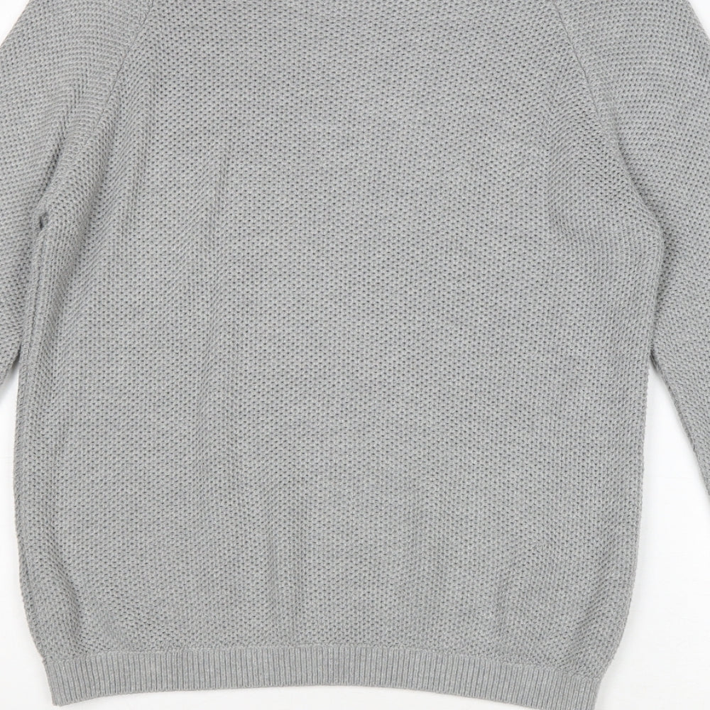 Topman Mens Grey Round Neck Acrylic Pullover Jumper Size M Long Sleeve