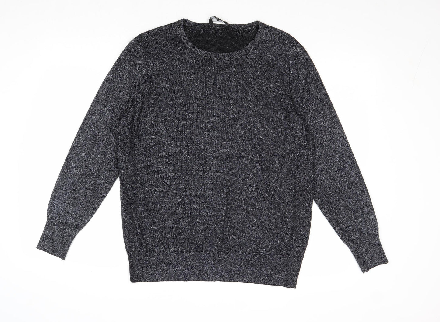 Dorothy Perkins Womens Silver Round Neck Viscose Pullover Jumper Size 18