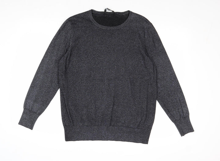 Dorothy Perkins Womens Silver Round Neck Viscose Pullover Jumper Size 18