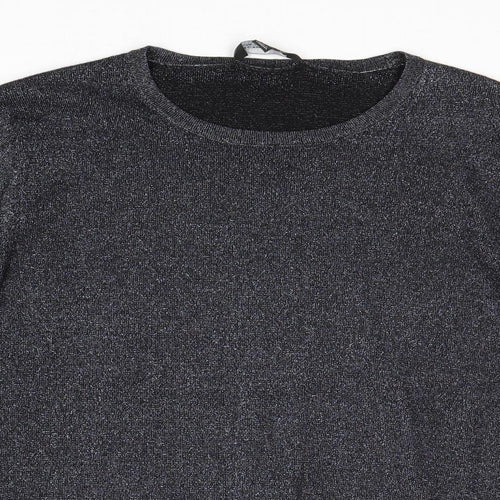 Dorothy Perkins Womens Silver Round Neck Viscose Pullover Jumper Size 18