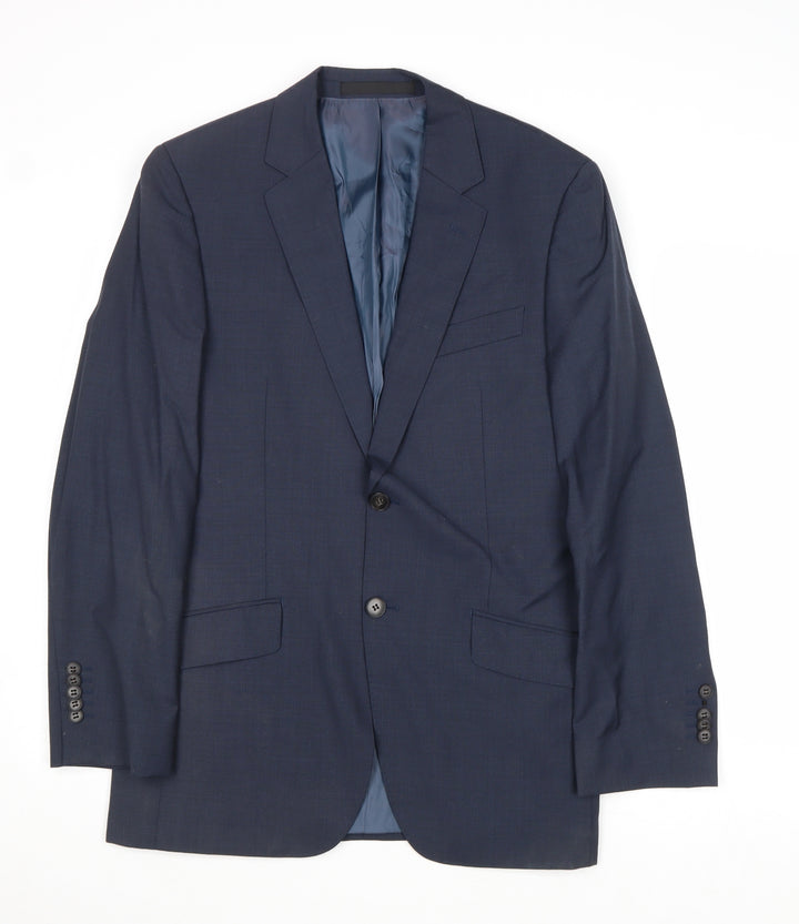 Linea Mens Blue Wool Jacket Suit Jacket Size 38 Regular