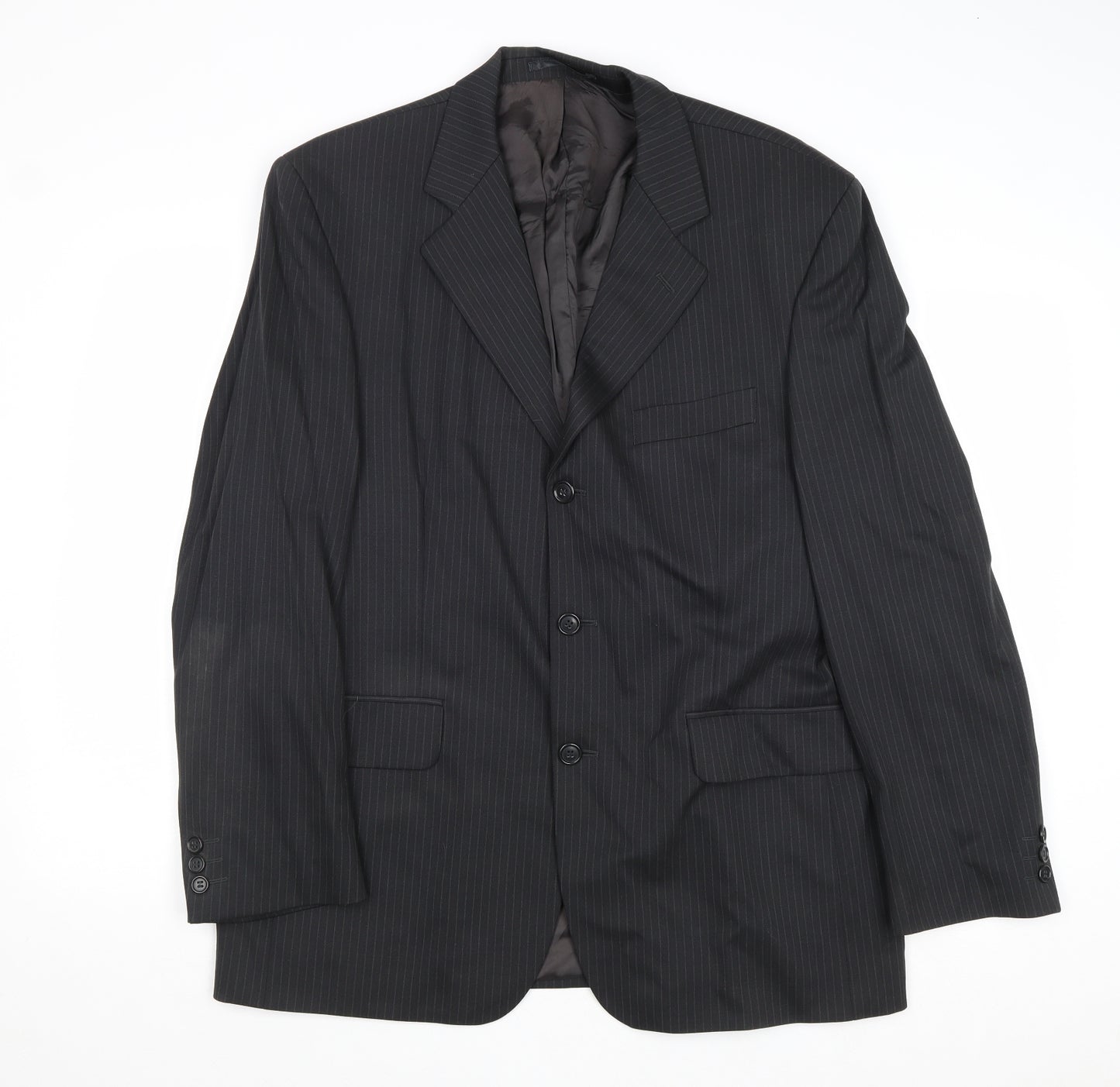 Burton Mens Grey Striped Wool Jacket Suit Jacket Size 42 Regular