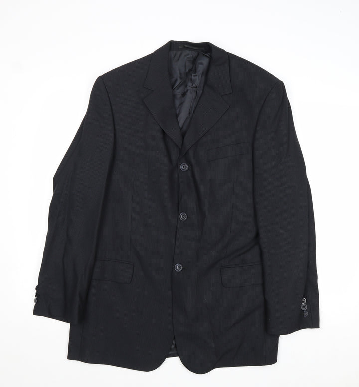 Tom English Mens Black Wool Jacket Suit Jacket Size 40 Regular