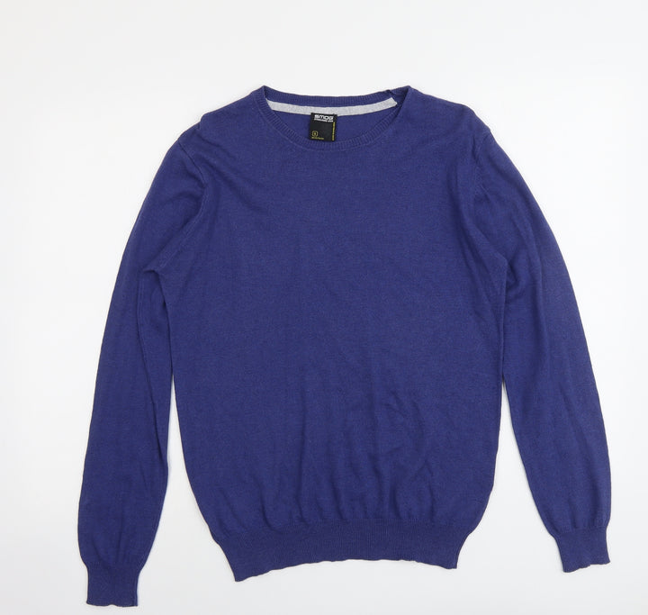 Smog Mens Blue Round Neck Cotton Pullover Jumper Size S Long Sleeve