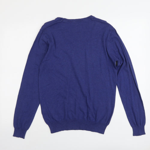 Smog Mens Blue Round Neck Cotton Pullover Jumper Size S Long Sleeve