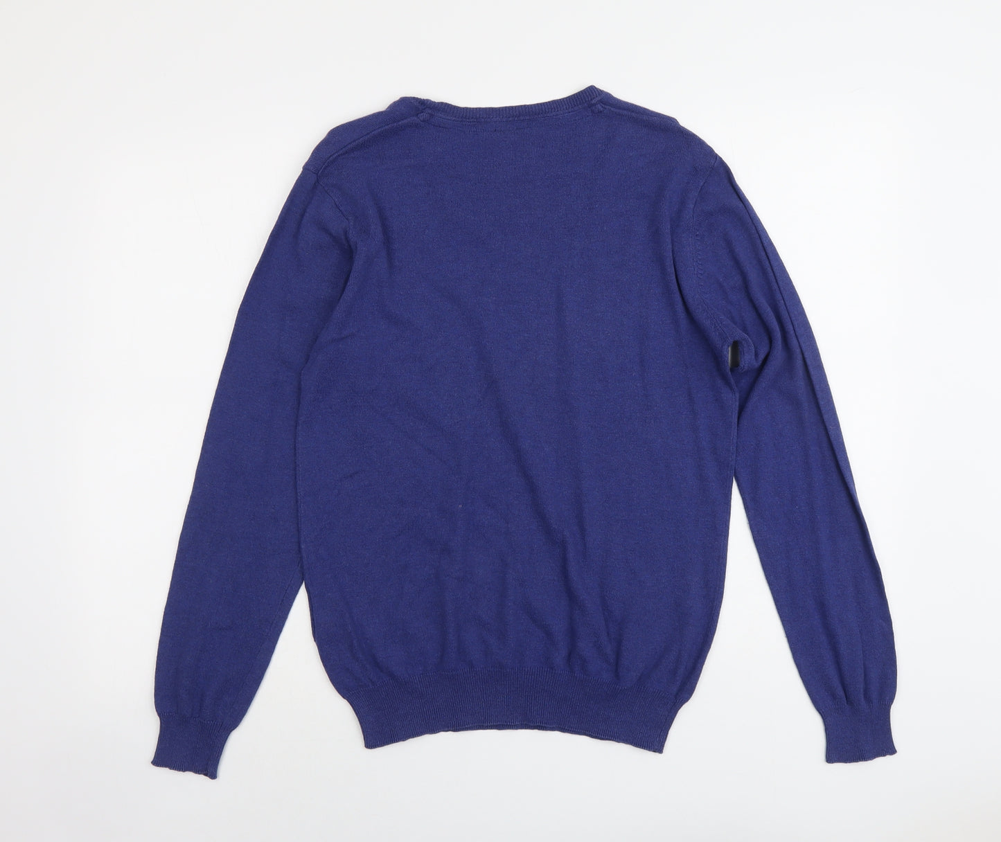 Smog Mens Blue Round Neck Cotton Pullover Jumper Size S Long Sleeve