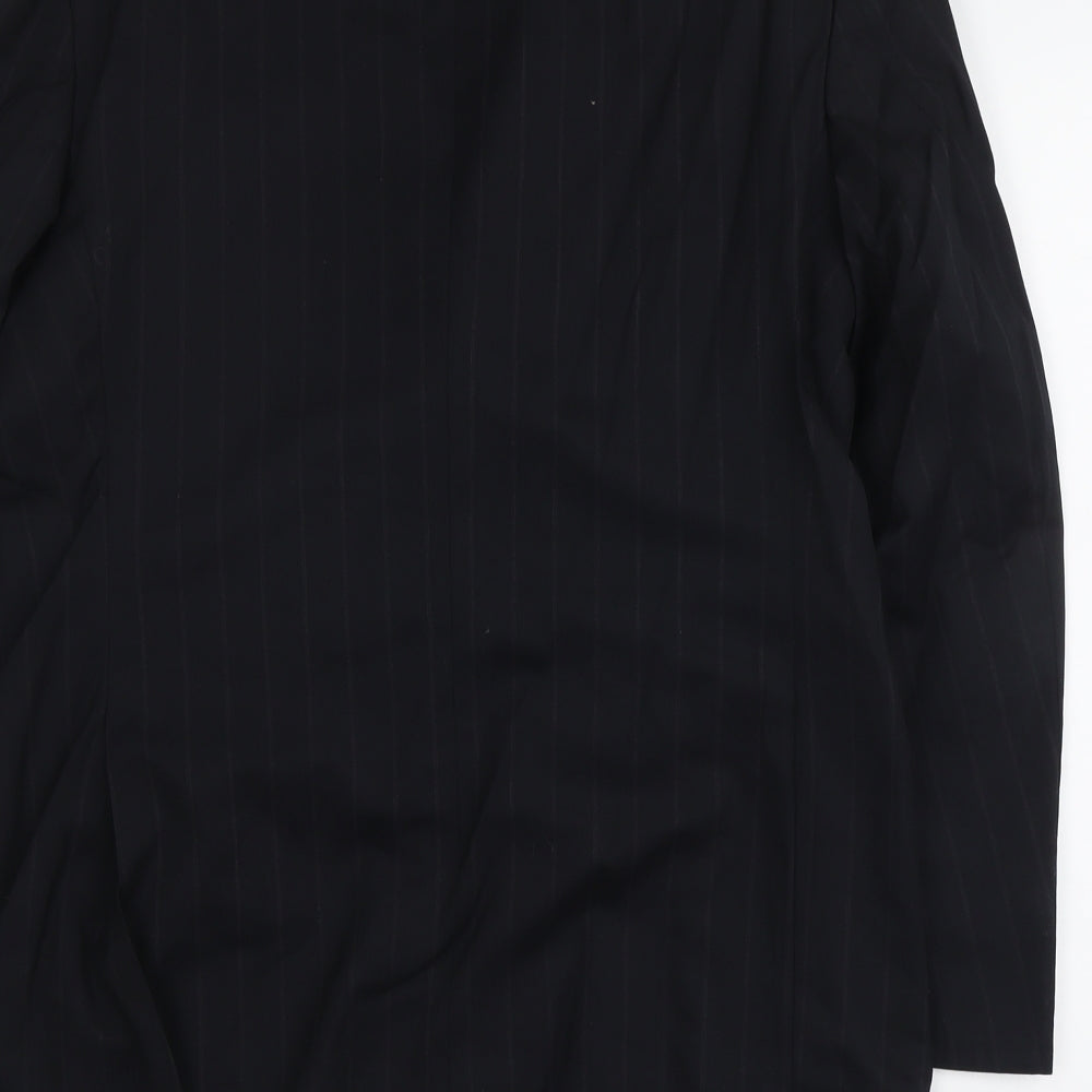 Escena Mens Black Striped Wool Jacket Suit Jacket Size L Regular