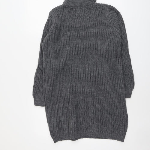 Blue Vanilla Womens Grey V-Neck Acrylic Pullover Jumper Size M